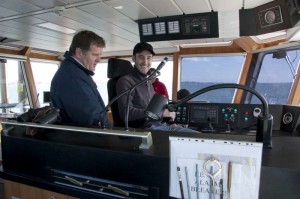 Lieven at the helm of the tug